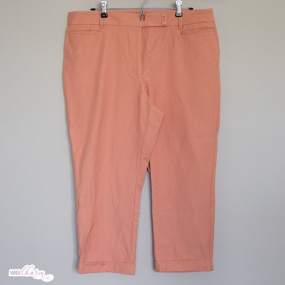 White House Black Market Salmon Pink Straight Cropped Dress Work Pants